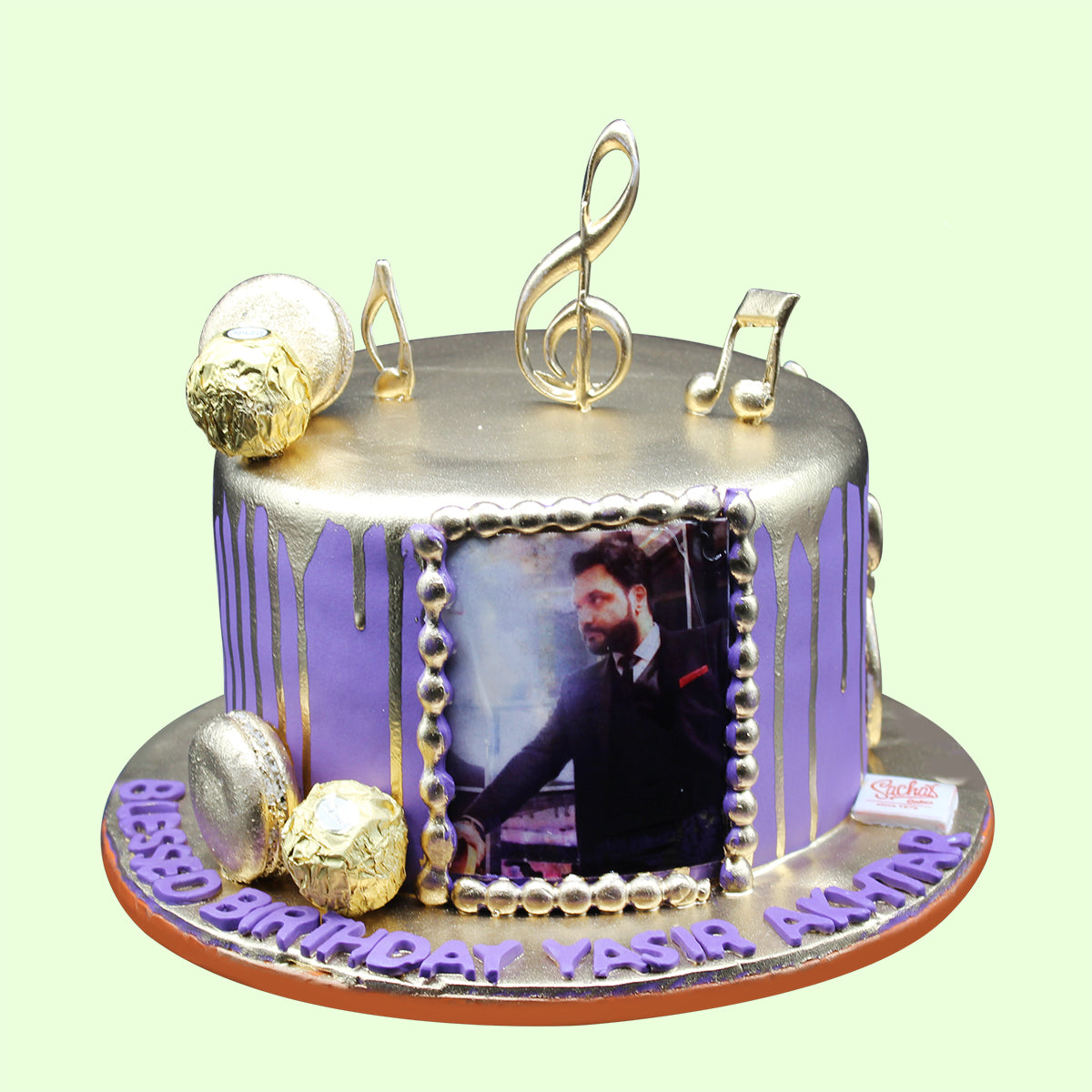 Purple & Gold Theme Fondant Cake