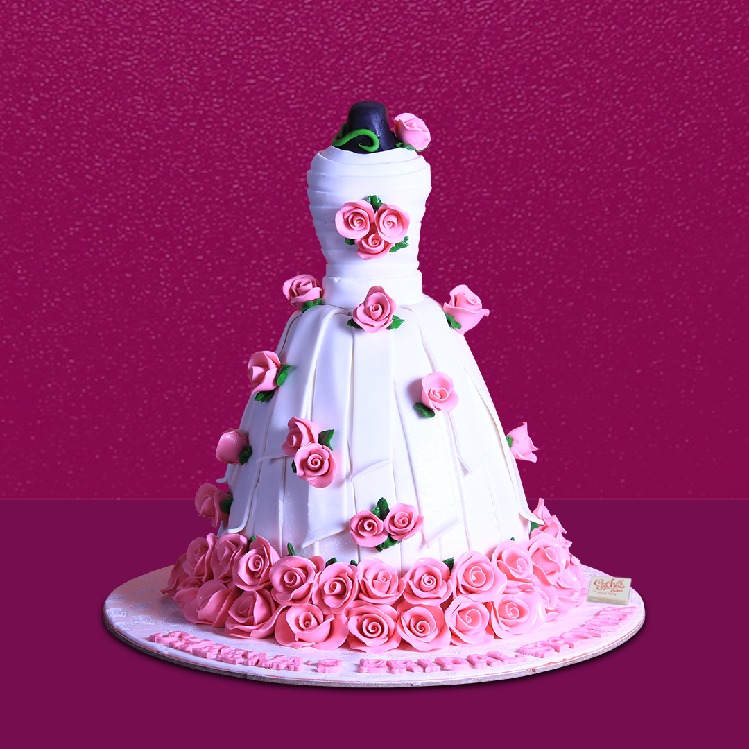 Beautiful White and Pink Theme Bride to be cake